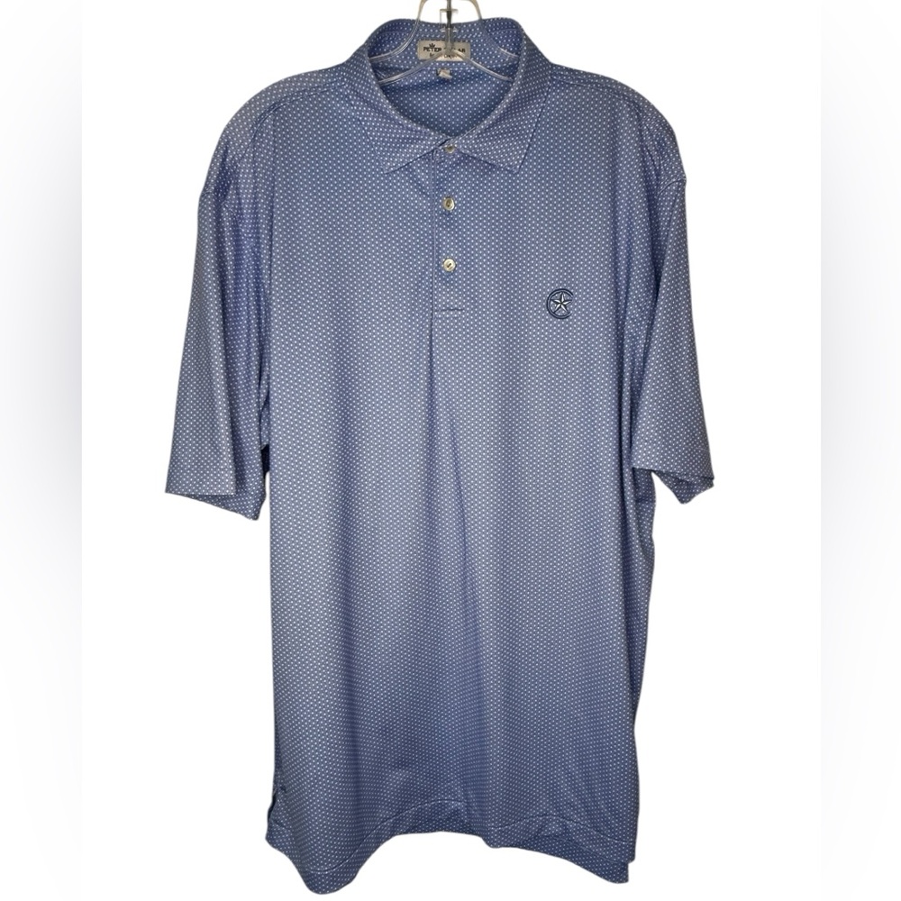 Peter Millar Men's Summer Comfort Blue Print Polo Shirt Large